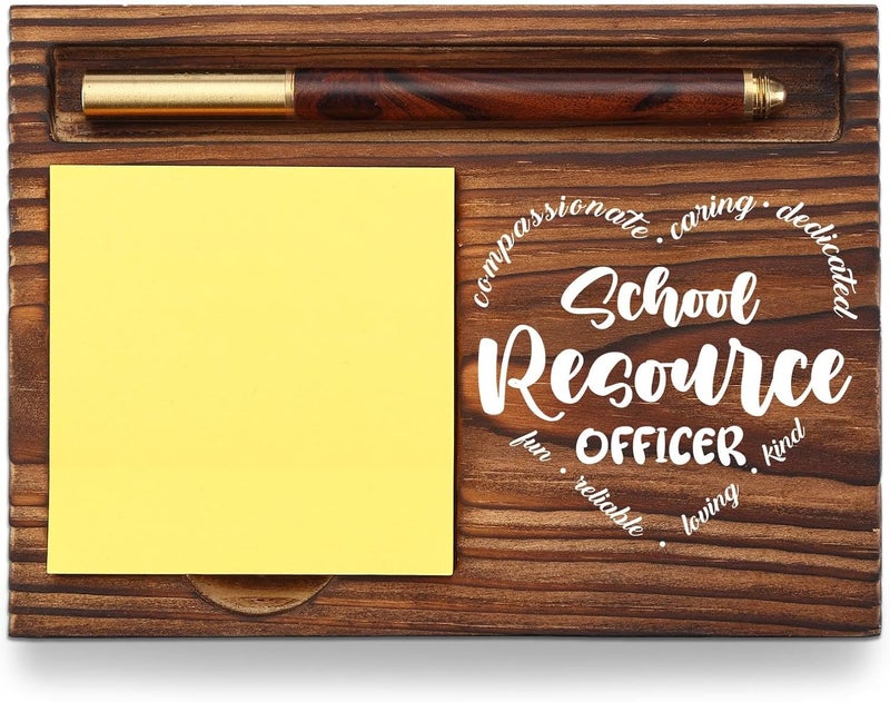 YODOCAMP School Resource Officer Gift Sticky Note Holder Wooden, Thank You SRO, Appreciation Gift for School Resource Officer Social Worker Office Decor Desk Self-Stick Note Pad Holders TZP15 - Image 1